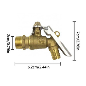 Outdoor Brass Faucet 1/2" Thread Brass Water Tap DN15 Anti-theft Lockable Garden Faucet Single Hole Home Garden Irrigation Tool