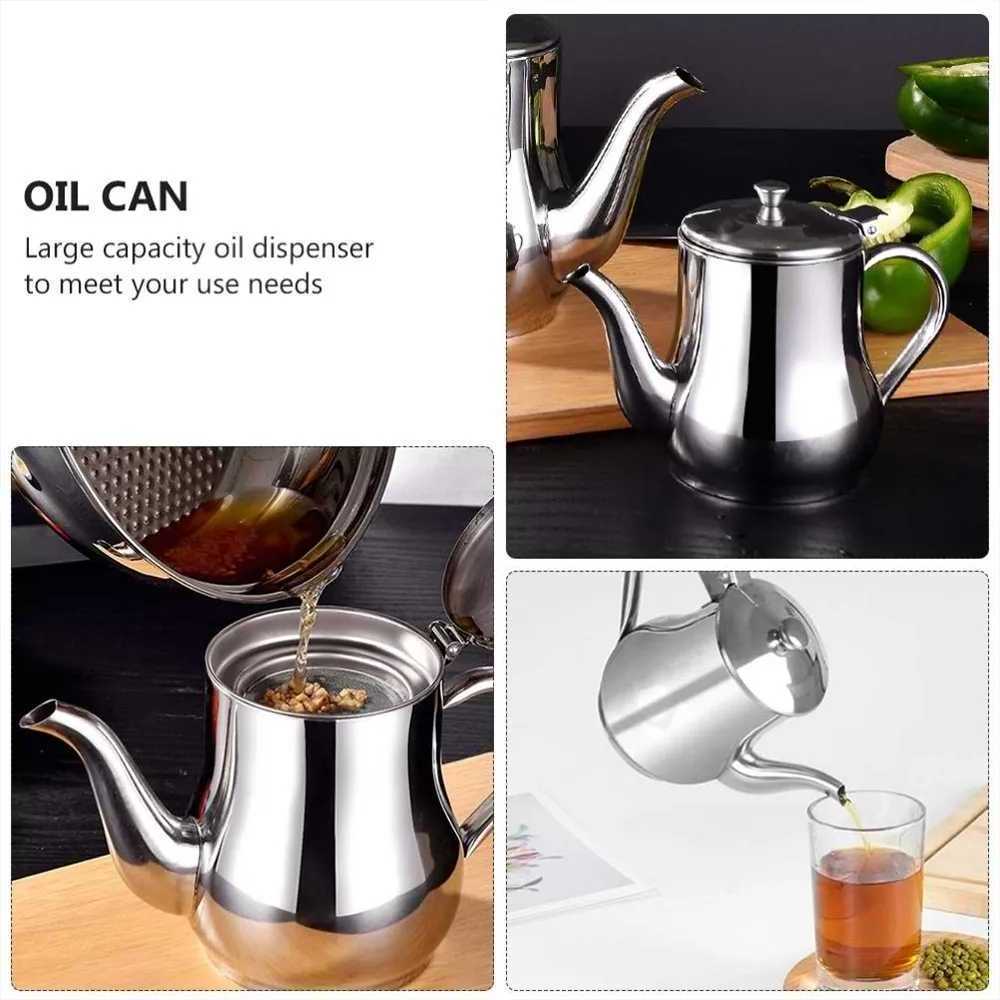 Large Capacity Stainless Steel Oil Strainer Pot Container Jug Storage Can With Filter Cooking Oil Pot For Kitchen Tools