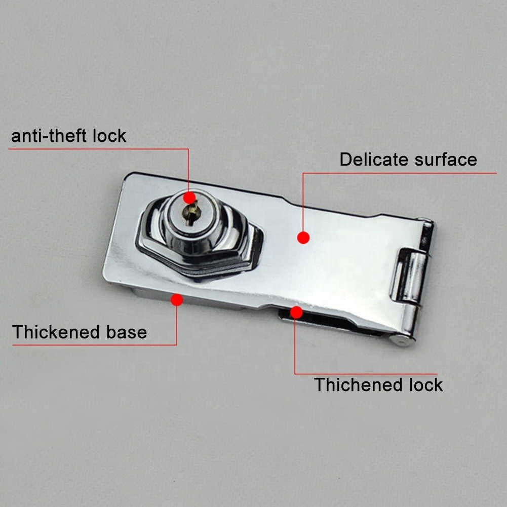 Plating Self Locking Security Hasp Staple Lock 2.5/3/4 inch StainlessSteel 2 Key Cabinet Lock Drawer Padlock Door/Shed/Gate Lock