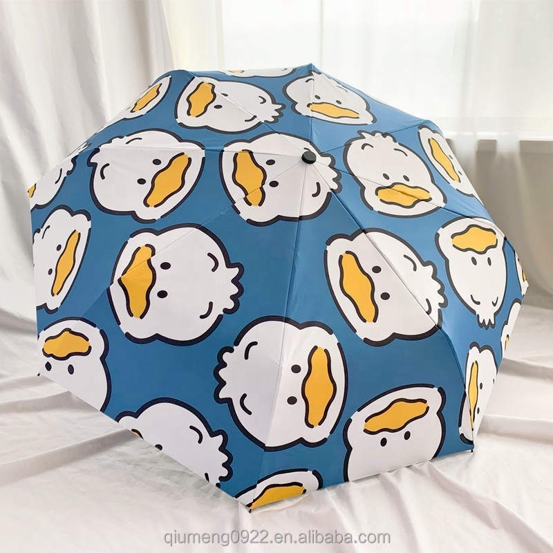 CUte Duck Patterns Clear Umbrella Automatic and Mini Folding Girls Sun Umbrella Rain Women Small Kids Umbrella UV Parasol