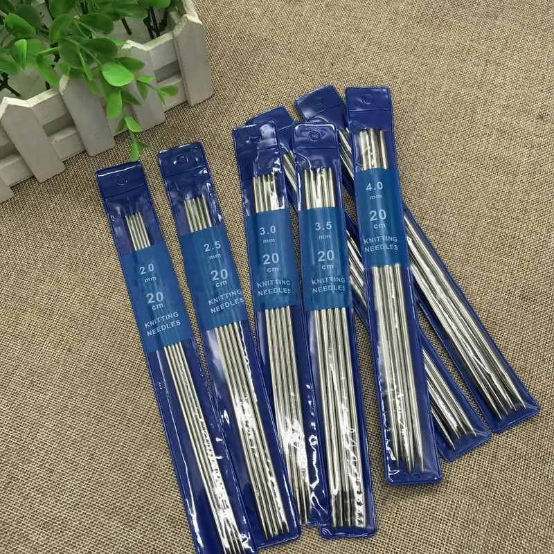 5Pcs/set 20cm Stainless Steel Crochet Hooks For DIY Weave Knitting Tools, Straight Knitting Needles, Sewing Accessories