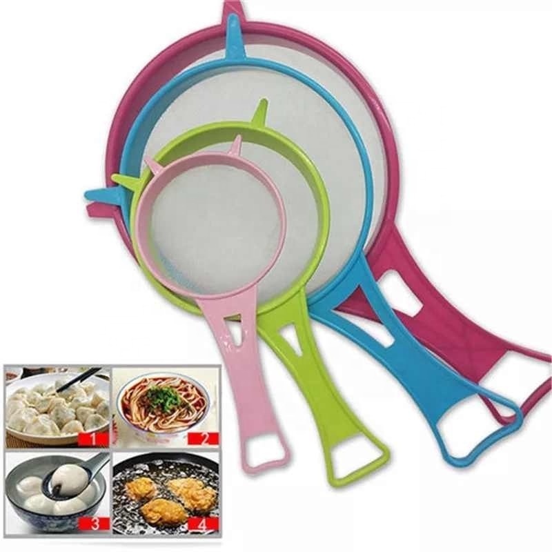 New Hot Sell Plastic Fine Mesh Strainer Colander Flour Sieve With Handle Juice And Tea Strainer Kitchen Tools