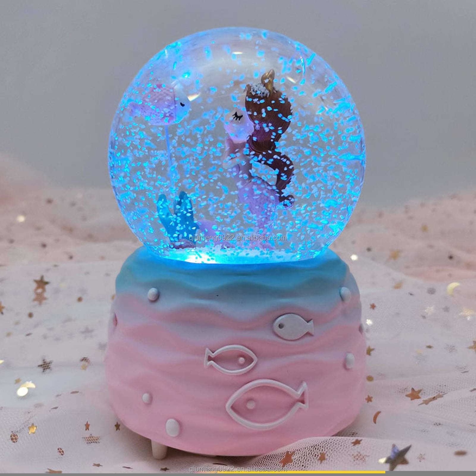 Mermaid Crystal Ball Music Box with Colorful Lights Snow Globe Gifts For Valentine's Day Girlfriend Children Birthday Gift