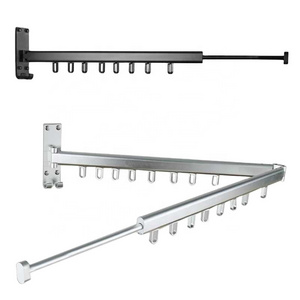 Double Rod/Single Rod Coat Hanger Retractable Foldable Wall Hanging Drying Rack