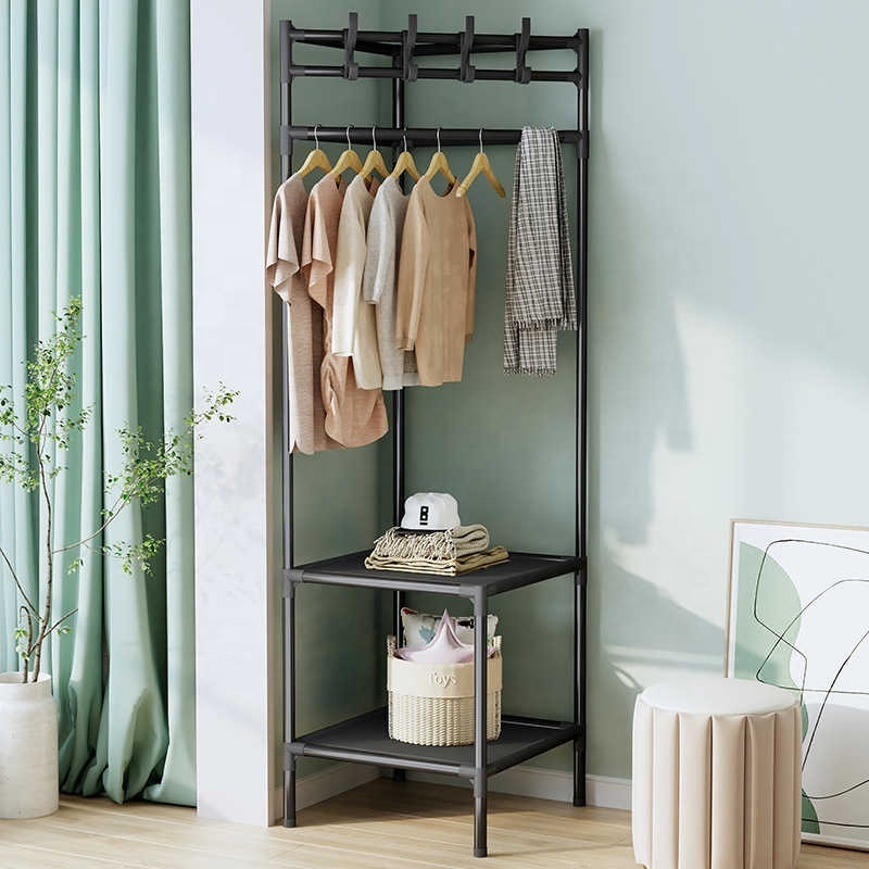 Corner Coat And Hat Rack Floor To Ceiling Bedside Clothes Hanging Rack Simple Storage Rack Wall Corner Clothes Hanging Storage