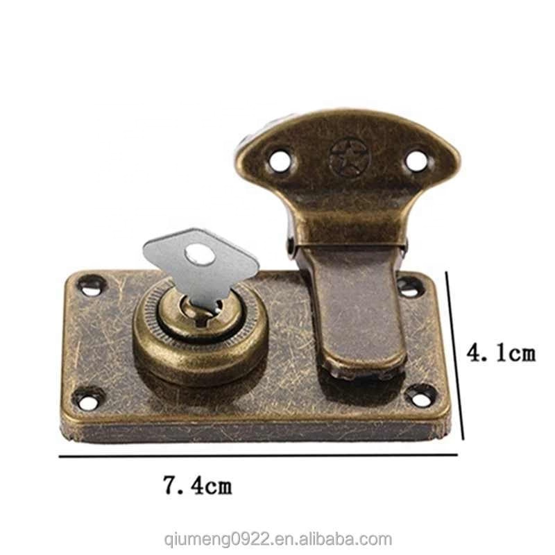 Vintage Lock+Key Silver Buckle Alloy Toggle Hasp w/screws Latch Catch Clasp 73*41mm Wood Jewelry Box Wine Case Chest Furniture