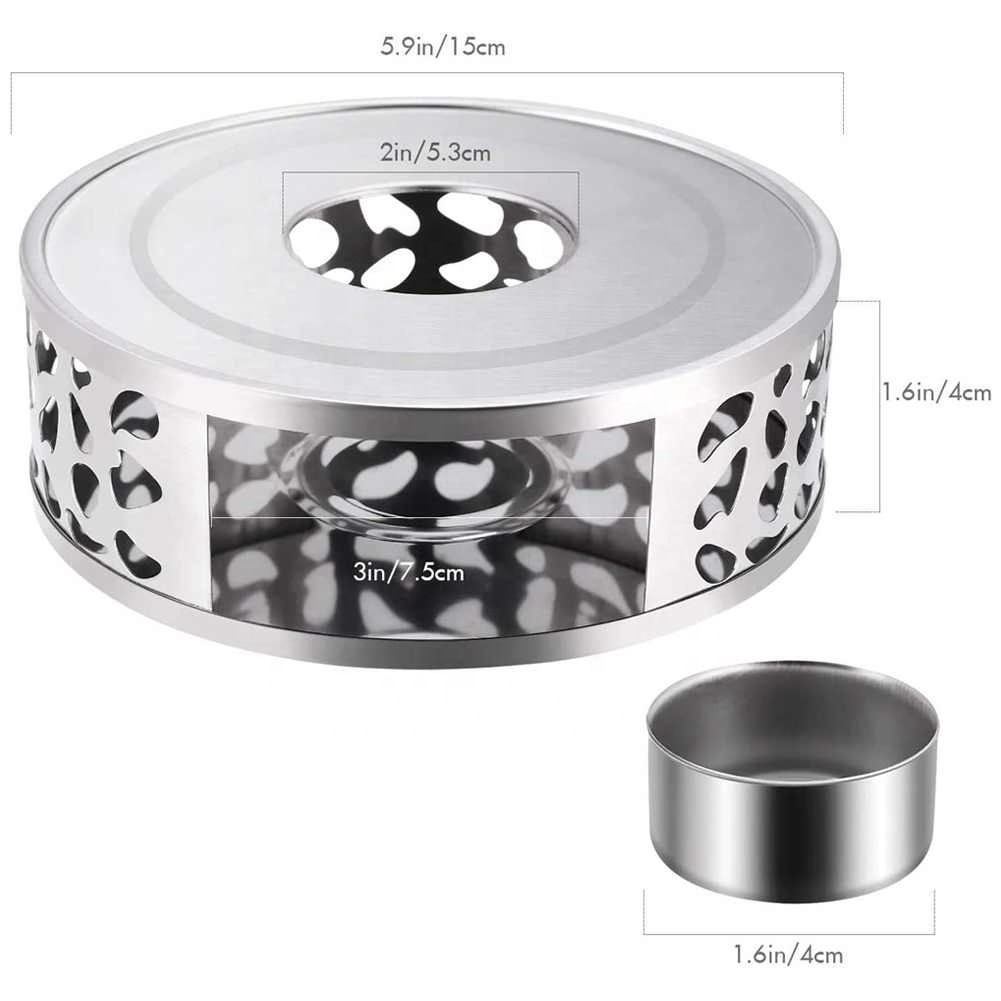 Tea Warmer - Stainless Steel Teapot Warmer with Tea Light Candle for Glass Teapot and Other Heatproof Dish Warming Use