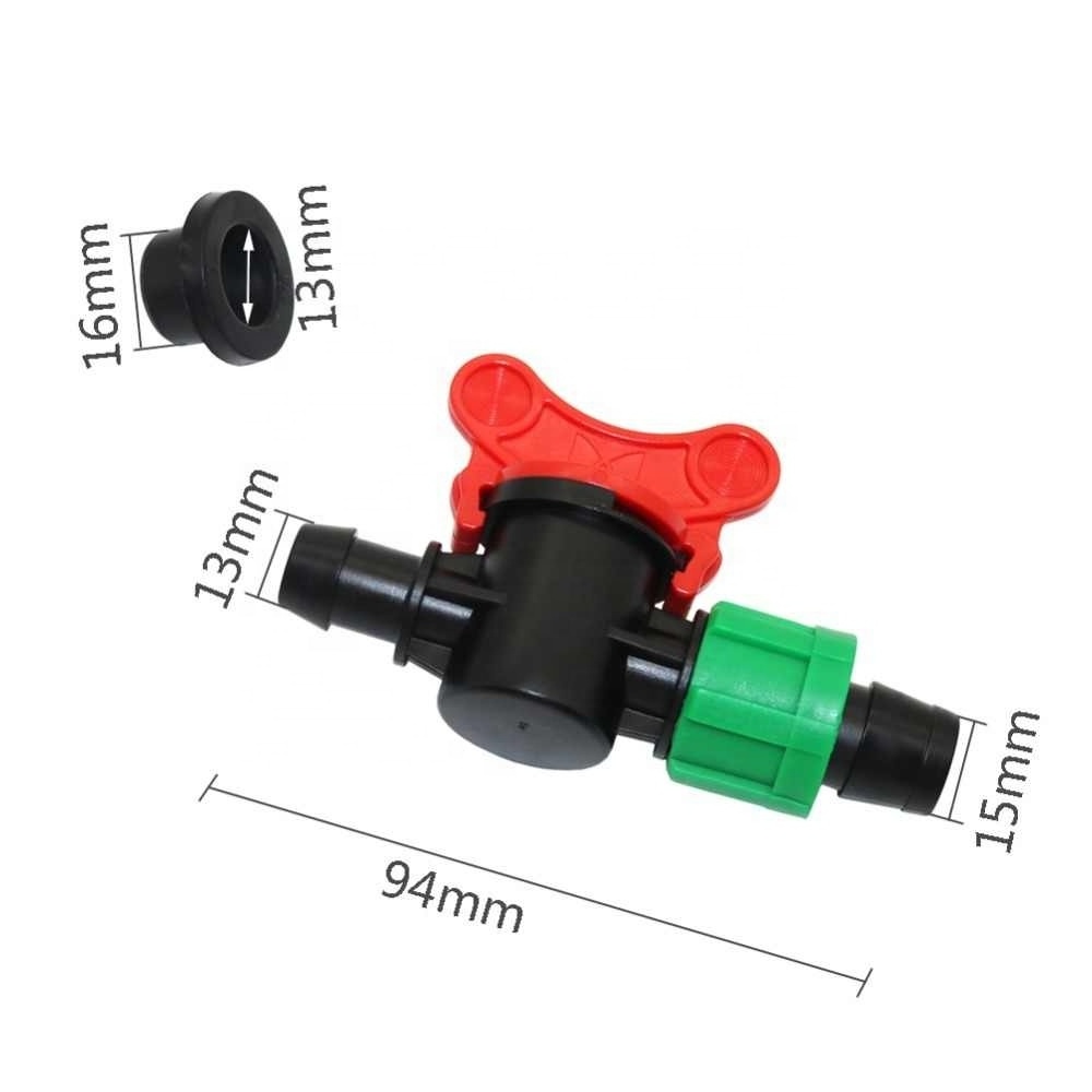 Drip Irrigation Tape Cranes Valve Garden Hose Waterstop Connector With Lock nut Rubber Ring Agriculture tools Bypass Valve