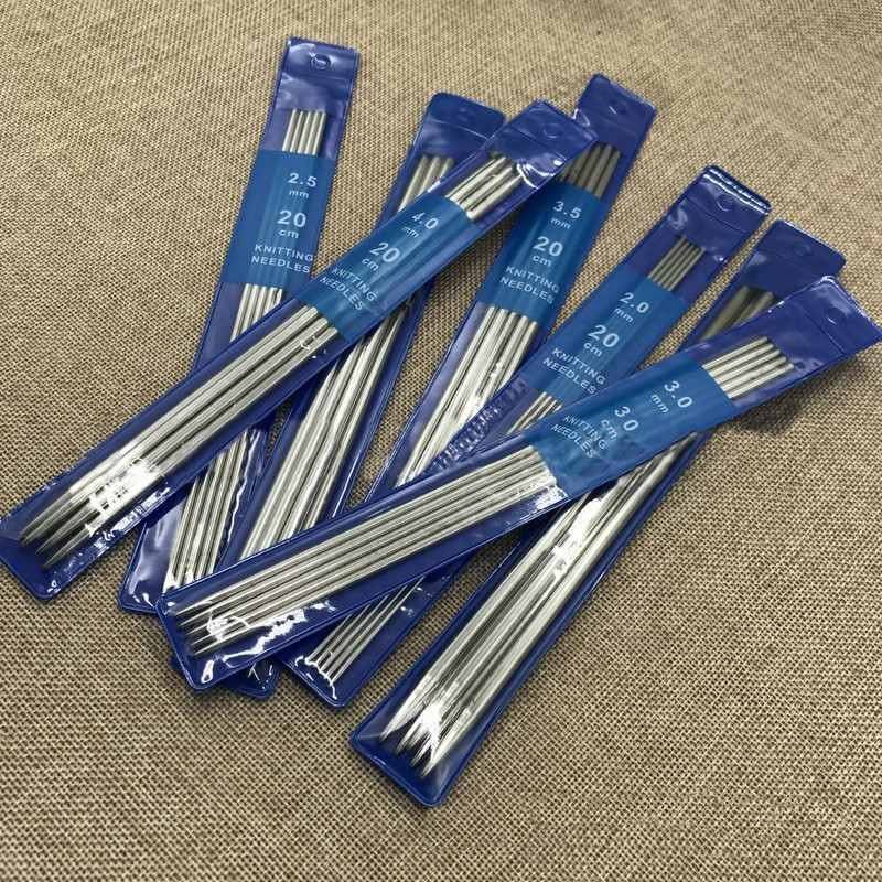 5Pcs/set 20cm Stainless Steel Crochet Hooks For DIY Weave Knitting Tools, Straight Knitting Needles, Sewing Accessories