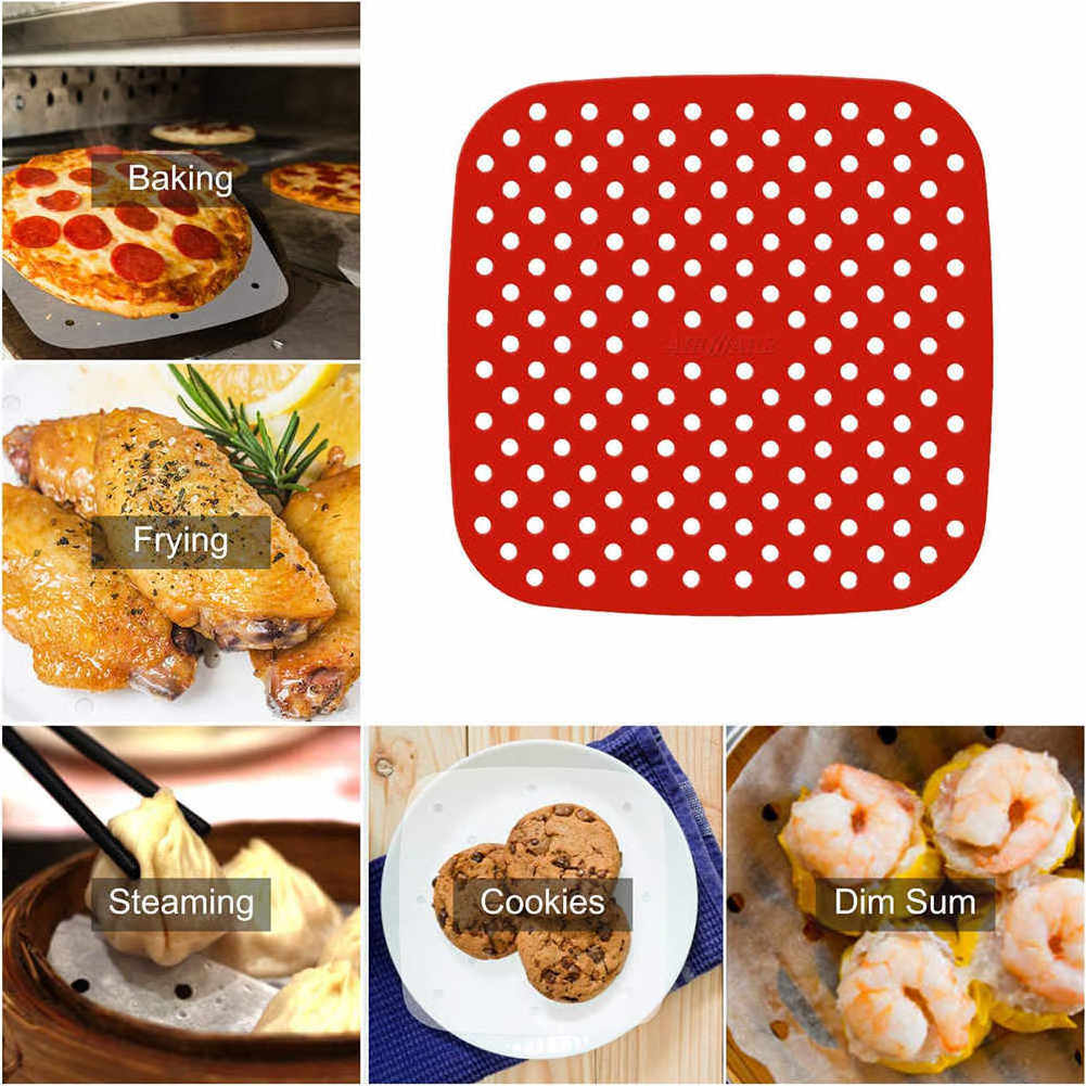 Air Fryer Liner Pad Silicone Kitchen Baking Cooking Anti Slip Steamers Mats