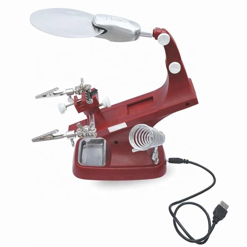 LED Clamp Soldering Iron Stand Helping Hands Magnifying Glass Magnifier Crocodile Clip SMD Hands Soldering Iron Stand