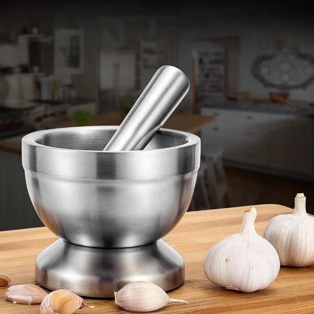 Manual Vegetable Cutter, Stainless Steel Garlic Press, Beans Onion Cabbage Shredder, Masher Bowl Grinding Ginger Cuisine Gadget