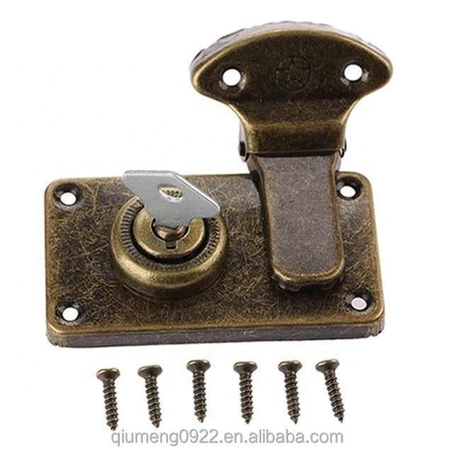 Vintage Lock+Key Silver Buckle Alloy Toggle Hasp w/screws Latch Catch Clasp 73*41mm Wood Jewelry Box Wine Case Chest Furniture