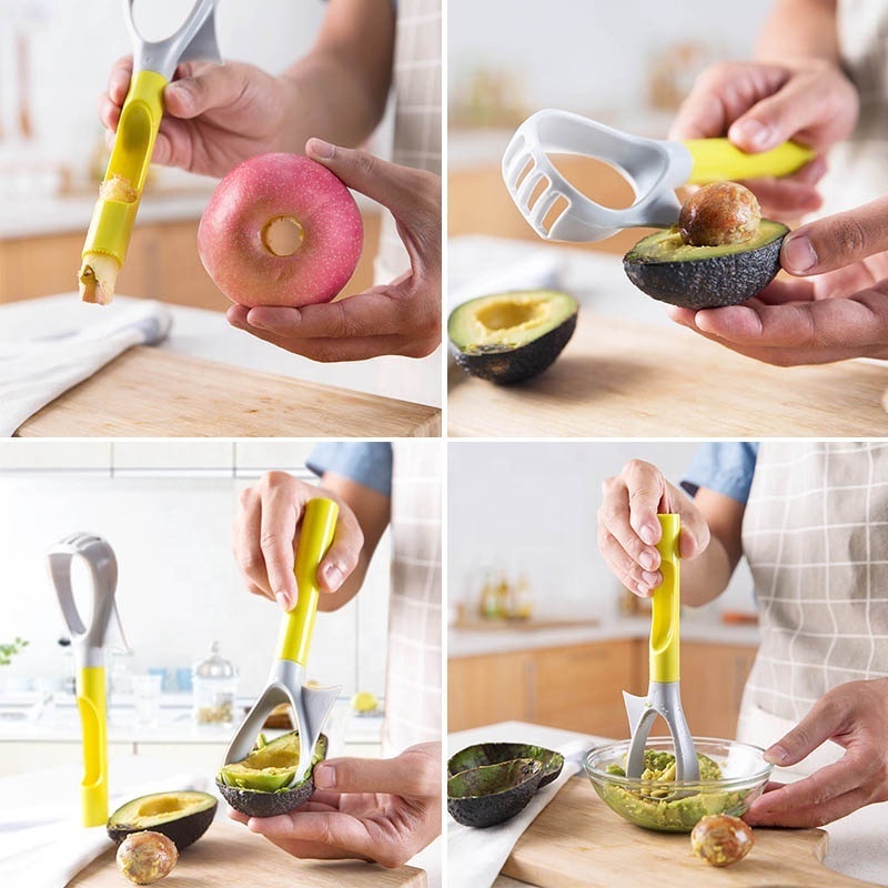 Kitchen Accessories 5-in-1 Avocado Slicer Fruit Tool Plastic Vegetable Masher Multifunction Portable