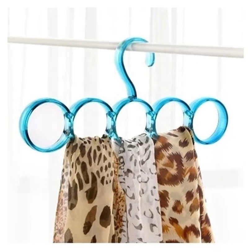 2PCS Minimalist Scarf Hanger Nordic Minimalist Clothes Hanger 5-Ring Circular Hole Tie Clothes Scarf Storage Rack