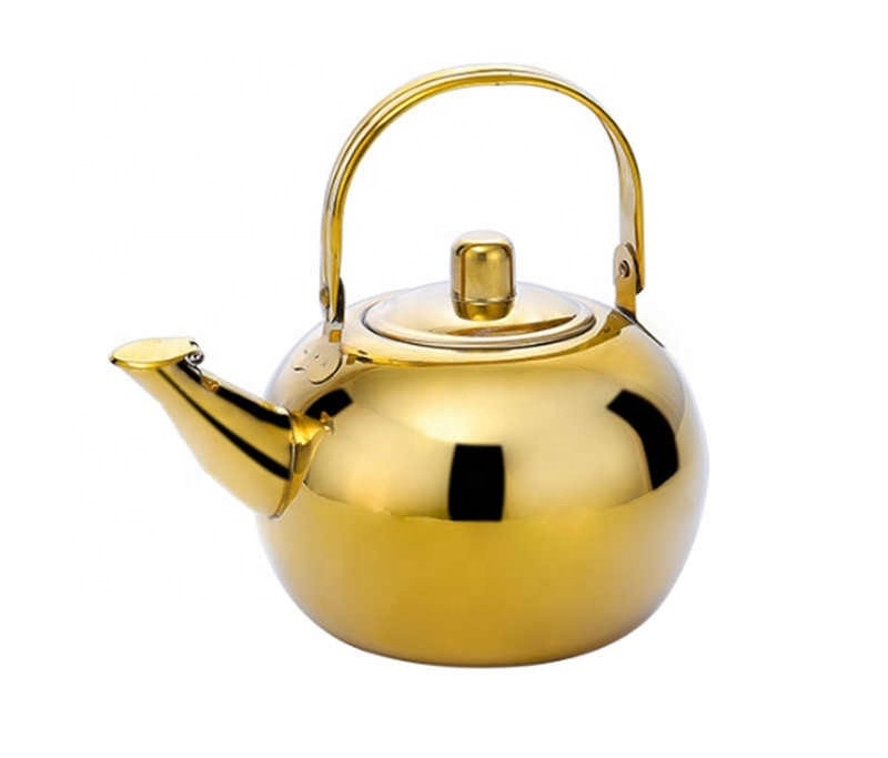 Stainless Steel gold Teapot Coffee Pot Kettle with Tea Leaf Infuser Filter Coffee Maker Large Capacity Kung Fu Tea Set tea pot