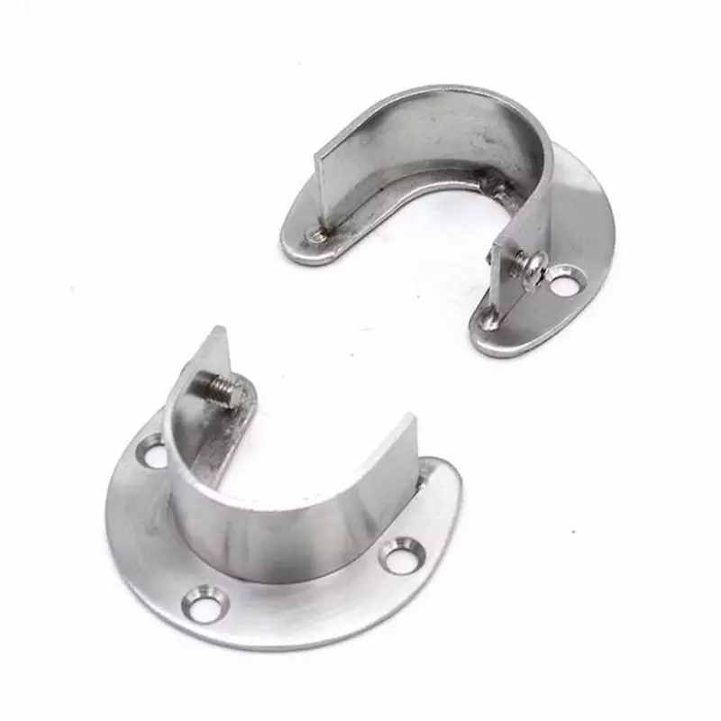 Stainless Steel U-Shaped Closet Rod End Support Wardrobe Clothes Practical Hang Rail Pole Tube Bracket Home Furnishing Supplies