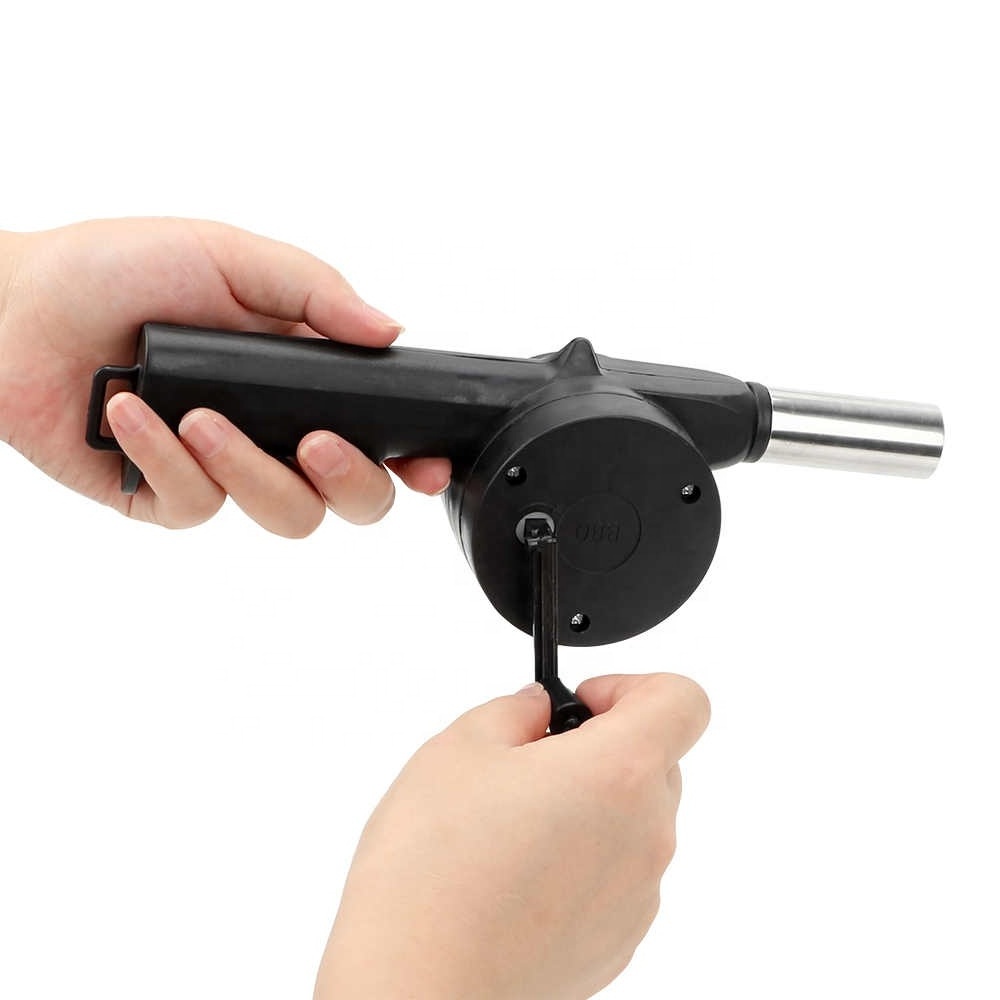 Picnic Camping Accessories BBQ Tools Fire Bellows Tools Hand-cranked Air Blower Portable Barbecue Fan Black