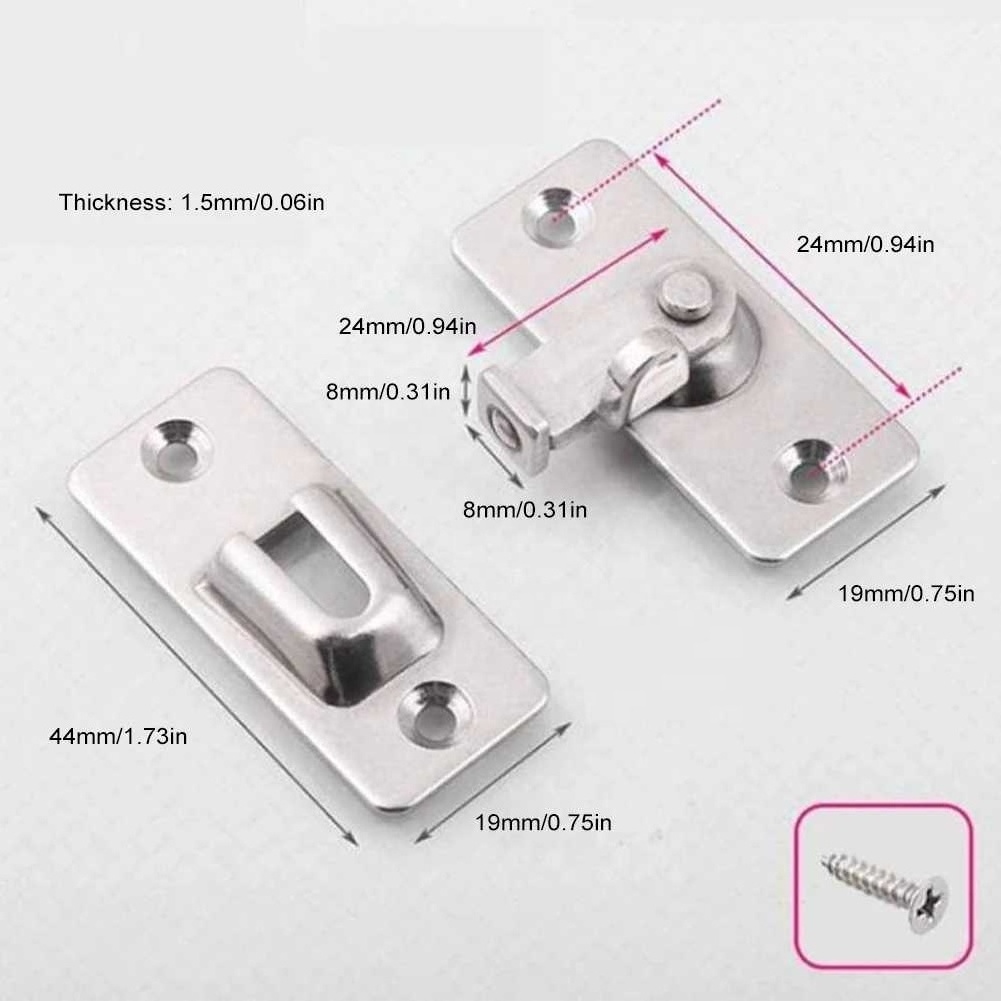 90 Degree Right Angle Door Latch Stainless Steel Locks Bolt for Barn Sliding Door Flip Buckles Household Ornaments