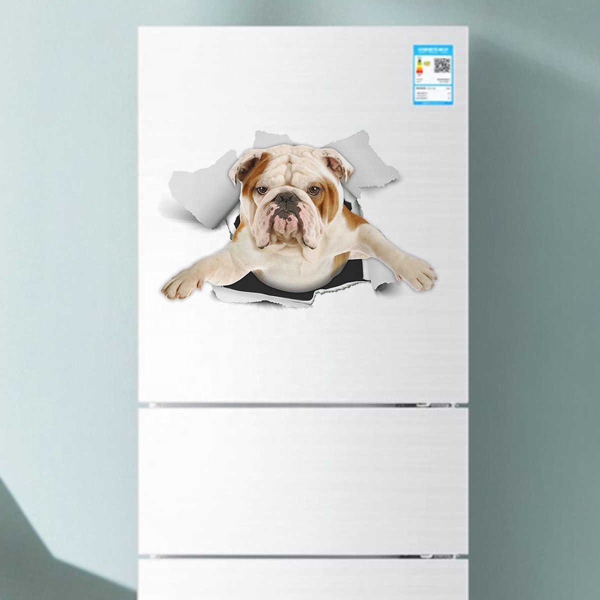 Funny Puppy Wall Stickers Bathroom Toilet Home Decor  3D Pet Dog Mural Wallpaper Living Room Refrigerator Sticker Decoration