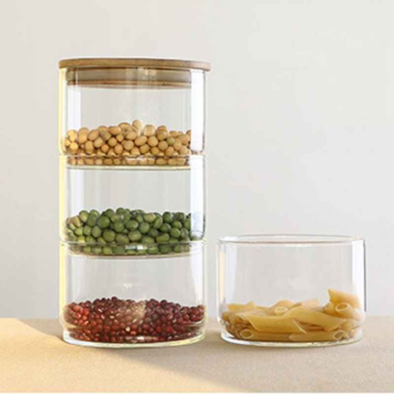 Mason Borosilica Glass Jar Kitchen Food Bulk Container Set For Spices Dried Fruit Storage Can Salad Bowl Box