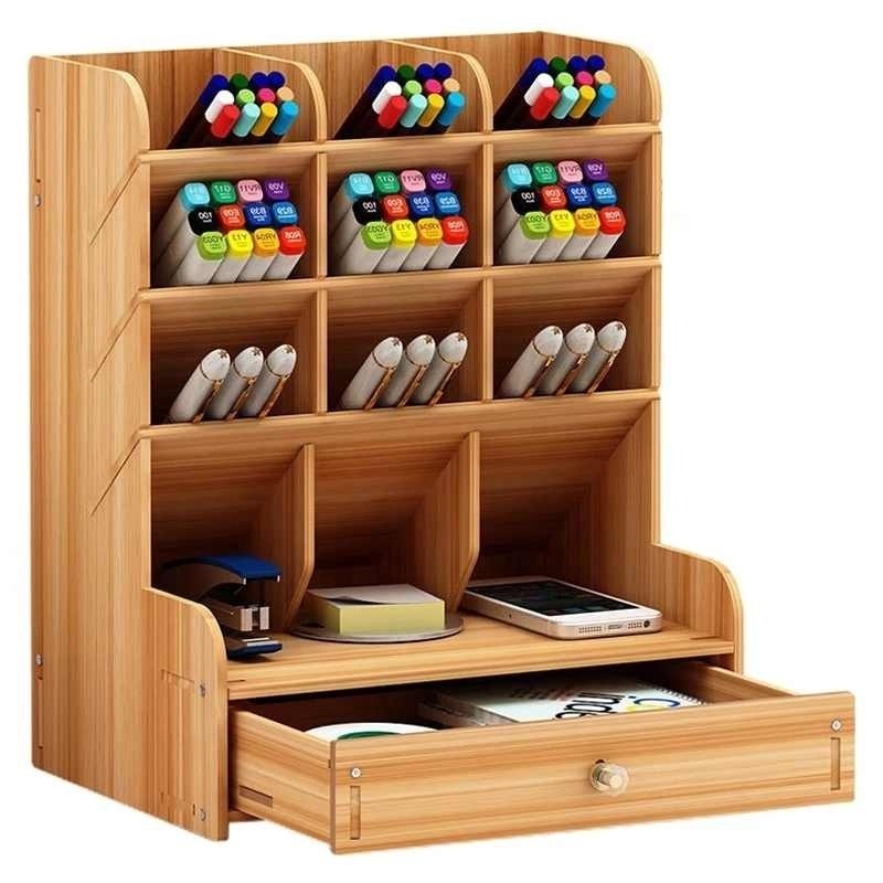 Office Desk Organizer Desktop Pen Pencil Holder Container Storage Box Portable with Drawer