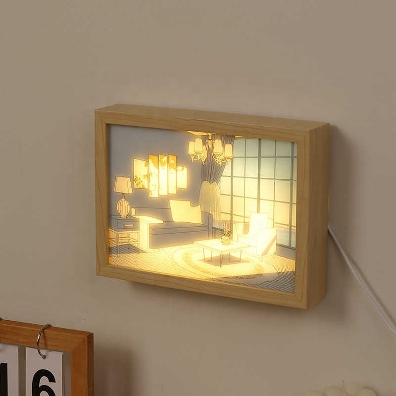 Creative Lighting Painting Decoration For Bedroom Bedside Small Night Light Photo Frame Decoration Sunshine Painting Gift