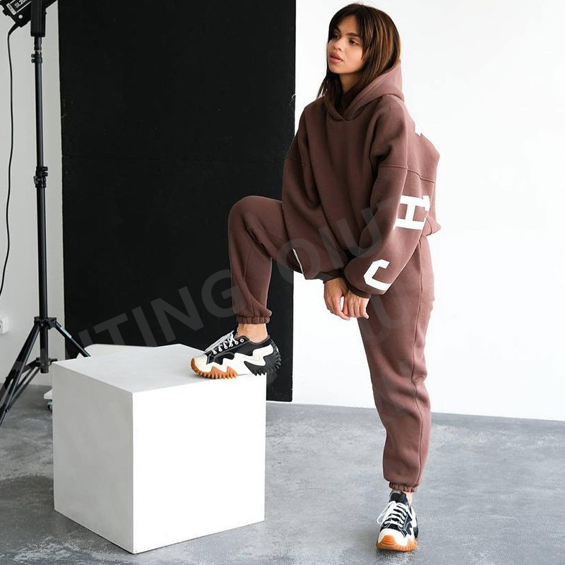 custom logo hoodies and sweat pants jogger set woman,women tracksuit 2 two piece set sweatpants and hoodie set,women hoodies