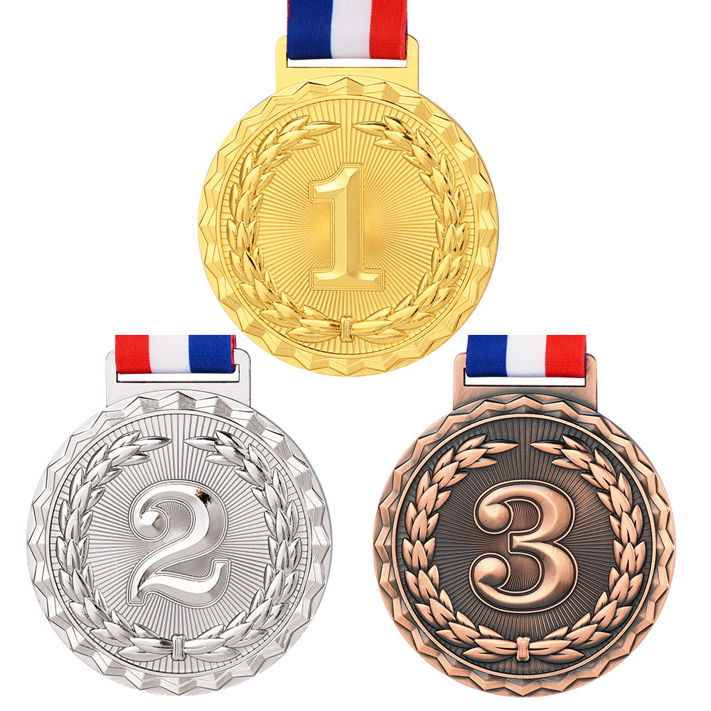 Source Manufacturer Wholesale Price Custom Blank Medals For Any Competition Gold Silver Award Medal Trophy With Good Ribbon