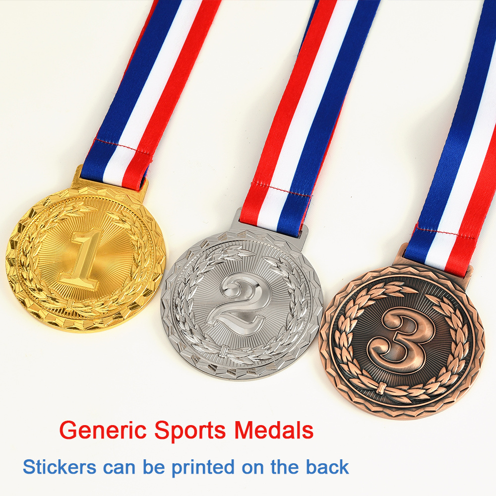 Source Manufacturer Wholesale Price Custom Blank Medals For Any Competition Gold Silver Award Medal Trophy With Good Ribbon