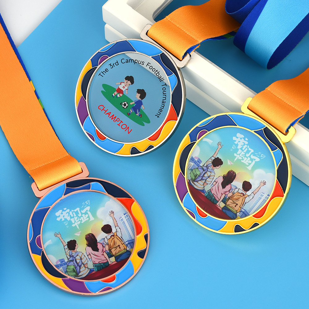 Manufacturer Design Your Own Cartoon Cute Children's Medals Transparent Acrylic Medal Marathon Football Sport Games Award Trophy