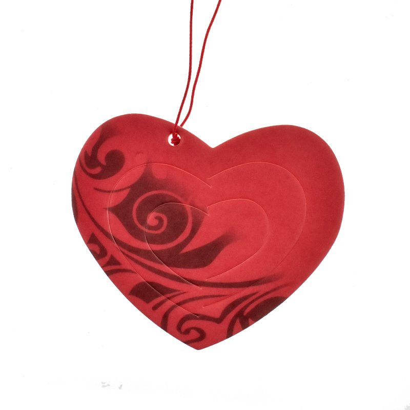 Best choice custom car freshener package,3d stereoscopic Heart-shaped car flag air freshener