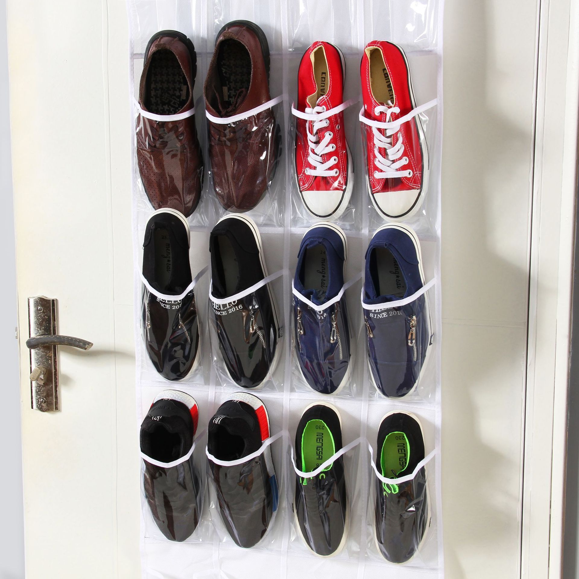 Oxford Cloth 24 PVC Pocket Over the Door Shoe Rack Organizer Hanging Shoe Organizer