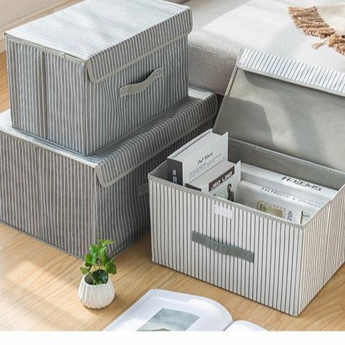 Wholesale Household Foldable Fabric Clothes Blanket Chest Bins Storage Box With Lids