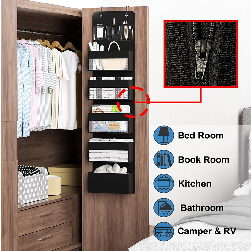 New Arrival 6 Layer 1 split into 2 Bathroom Organizer Over Door/Wall Mount 6 Pocket Hanging Closet Organizer