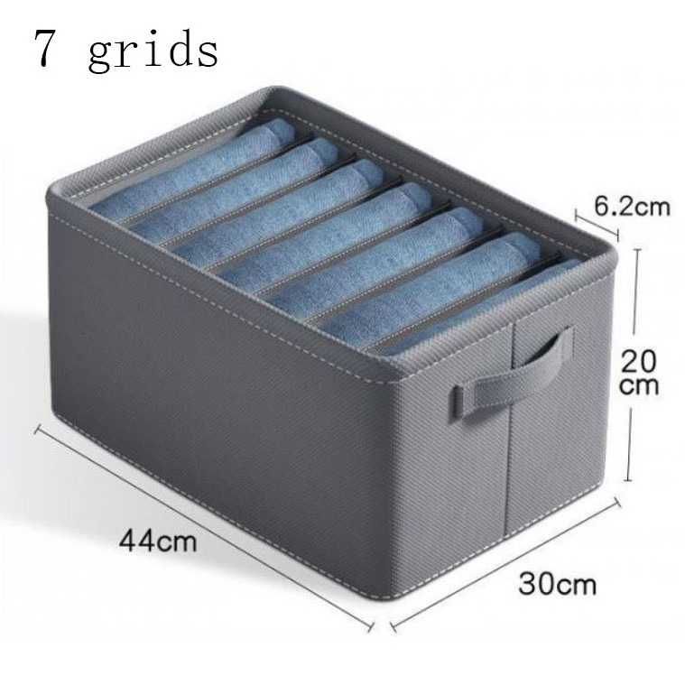 Collapsible Jeans Drawer Organizer 7 Grids Jeans Storage Box Washable Pants Jeans Organizer for Closet