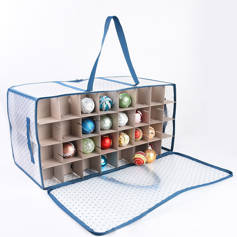 Foldable Christmas Bauble Ornament Ball Storage Container 128 Grids Holiday Xmas Boxes Slots Storage Bag with Dividers