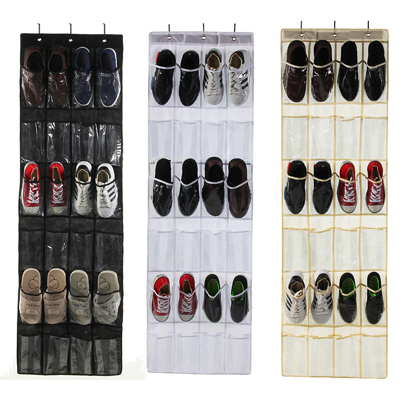 Oxford Cloth 24 PVC Pocket Over the Door Shoe Rack Organizer Hanging Shoe Organizer