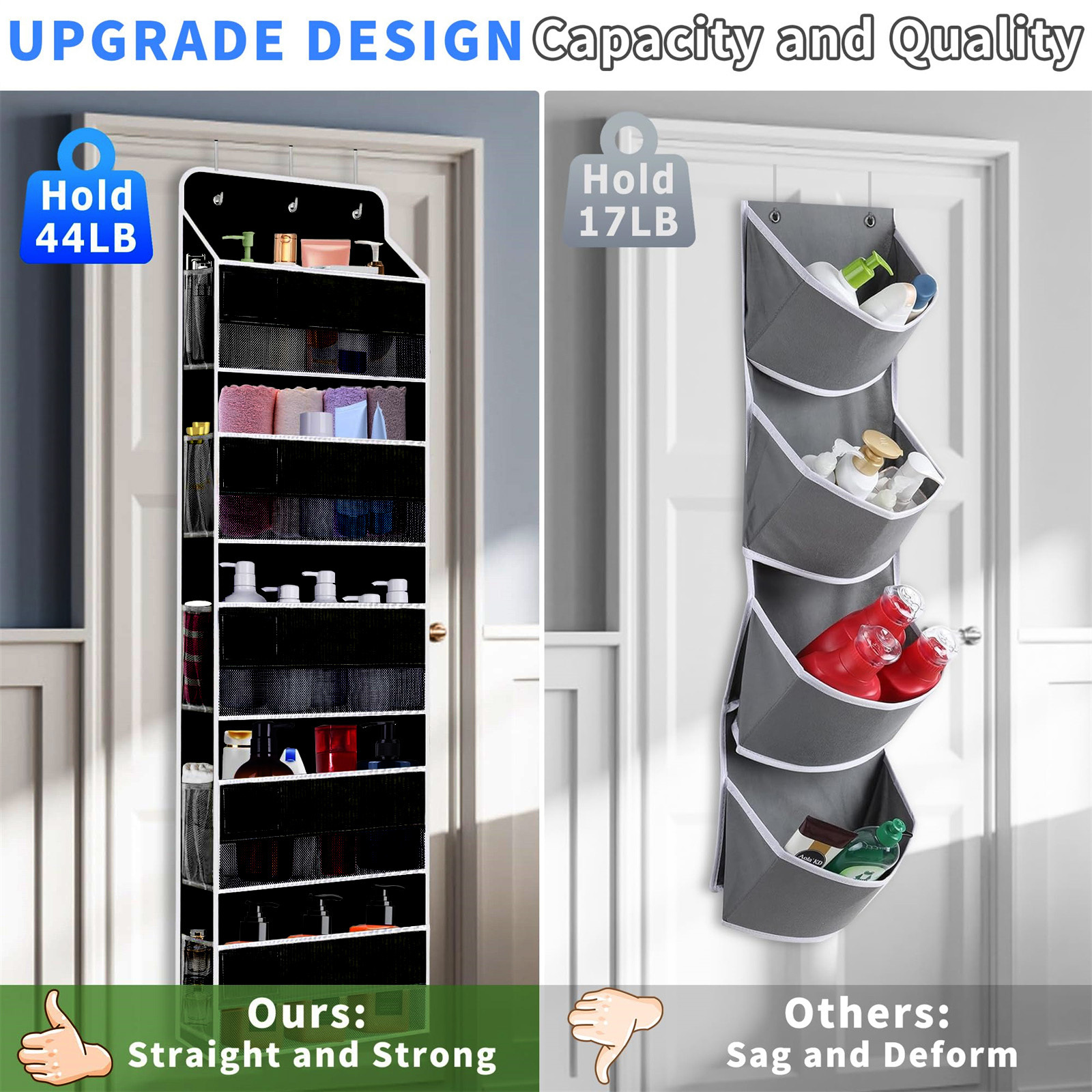 5 Shelf hanging Storage Organizer Clear Window Hanging Closet Versatile Over the Door Hanging Organizer with Tag Pocket