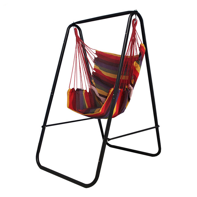 Colorful Single Hammock With Frame Steel Iron Pipe Outdoor Camping Hammock Chair Swing