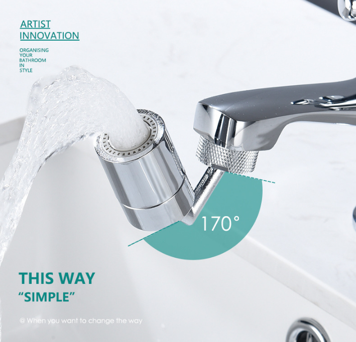 Universal 720 Rotating Faucet Head 2 Water Outlet Modes Splash Filter Faucet