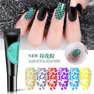 12 Color Nail Stamping Gel Painted Rubber Hose Printing Template DIY Design Manicure Nail Printing Glue 8ml