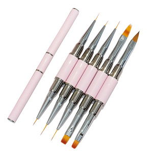 Dual-ended Nail Brush Acrylic Nail Art Brushes Professional Gel Nail Polish Liner Flower Painting Drawing Manicure Tools