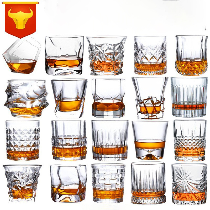 Free Sample Personalized Shot Glasses Lead-Free Drinking Glassware Twisted Whiskey Glass Cigar Cup For Home Party Bar