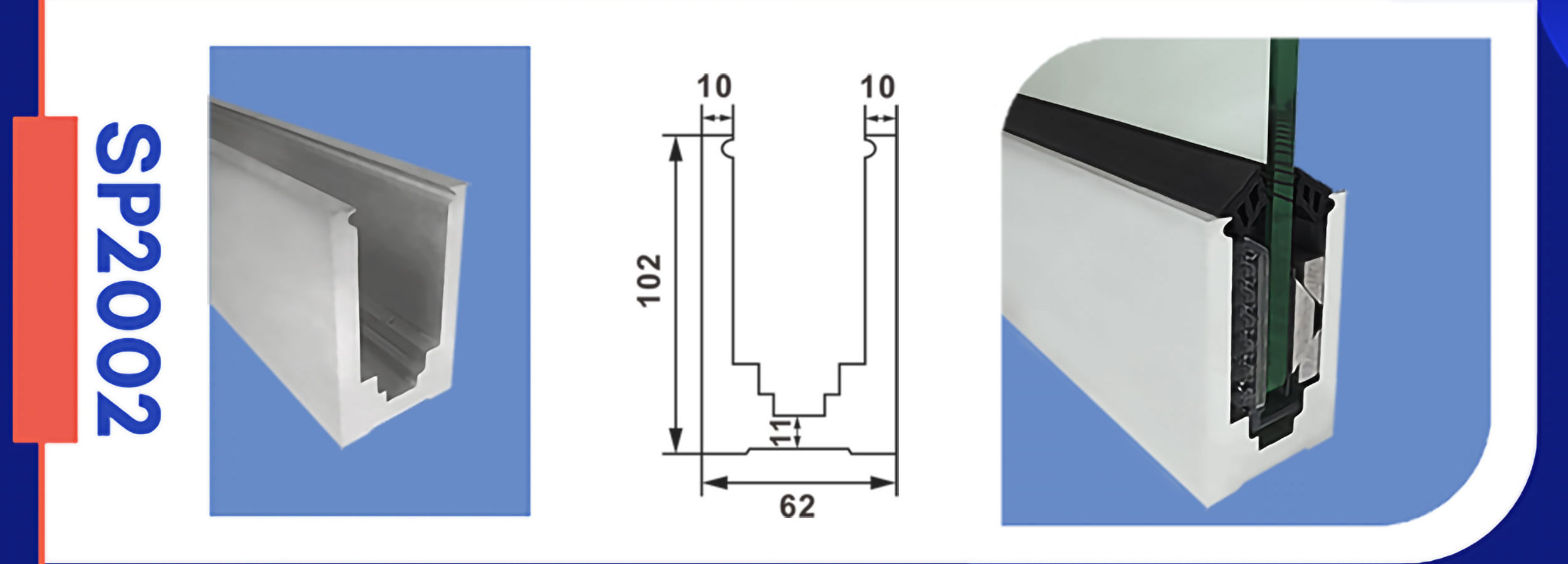 Led Aluminum Terrace Glass Railing Aluminium U Channel Profiles For Balcony Balustrade Glass Railing