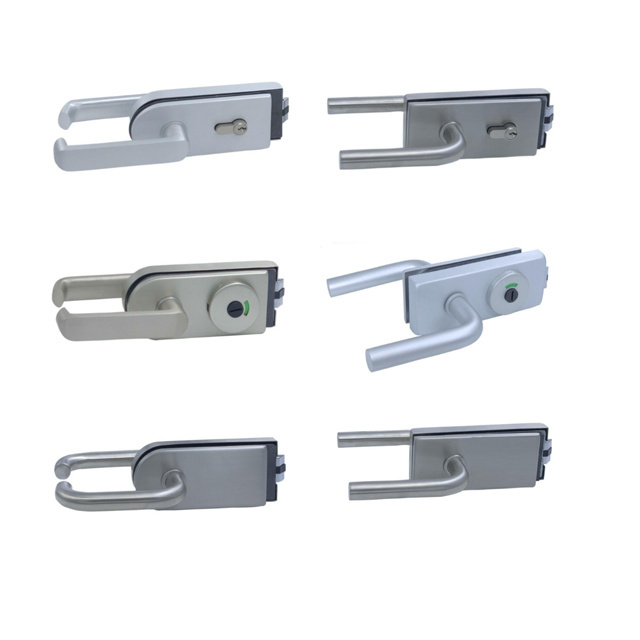 modern design office glass door locks 10mm 12mm aluminum zinc alloy locks with handles