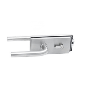 Anodized Matte Black Glass Mounted Latch with Lock Thumb turn and Lever Handles North American style