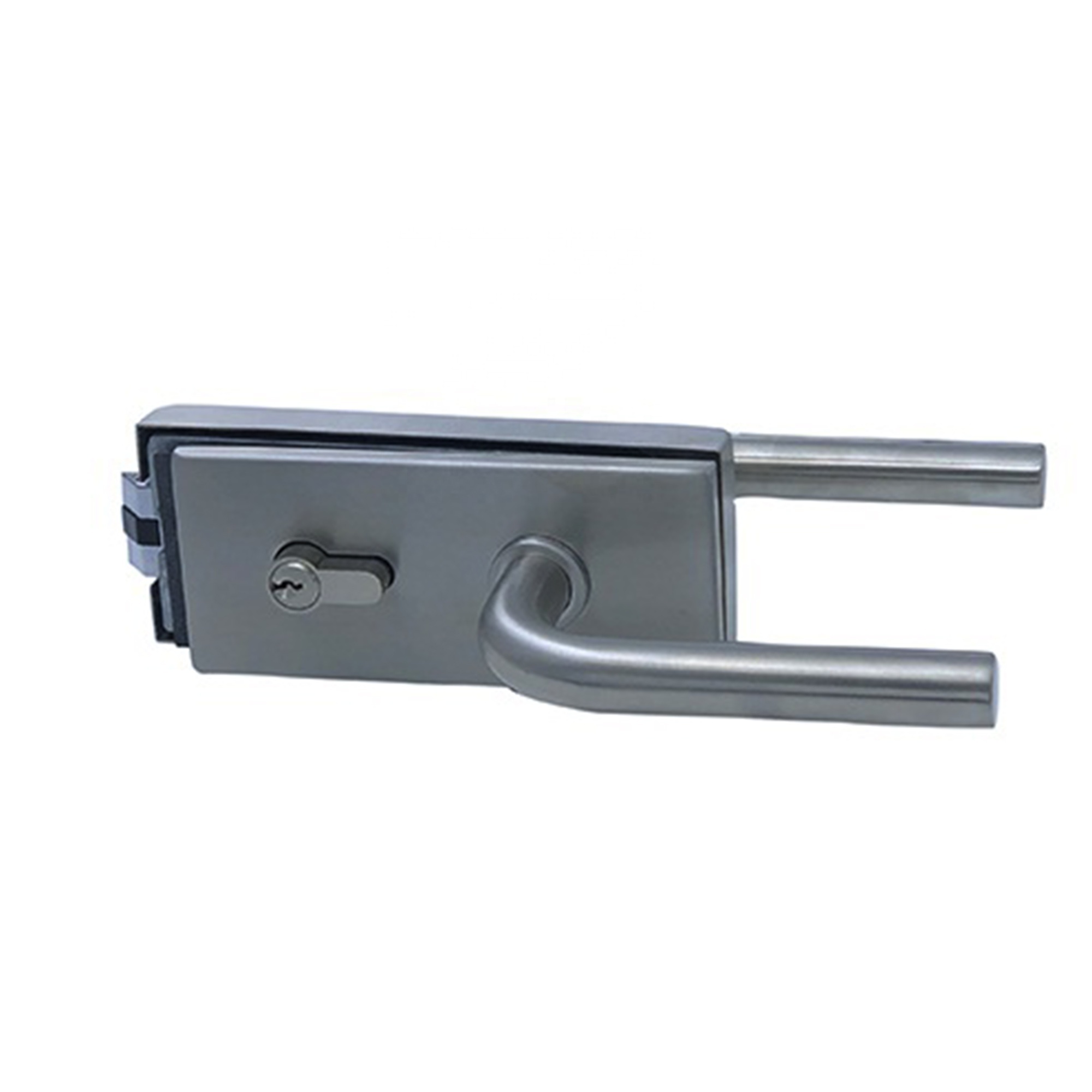 Anodized Matte Black Glass Mounted Latch with Lock Thumb turn and Lever Handles North American style