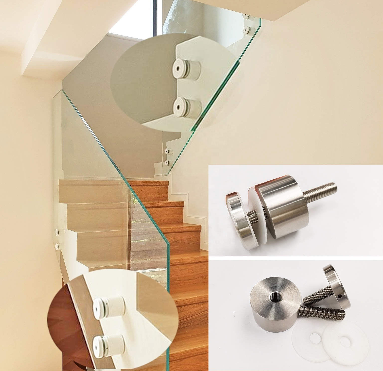 Glass Standoff Fittings Balcony Stair Handrail Bracket Balustrade Accessories Stainless Steel Glass Railing Standoff