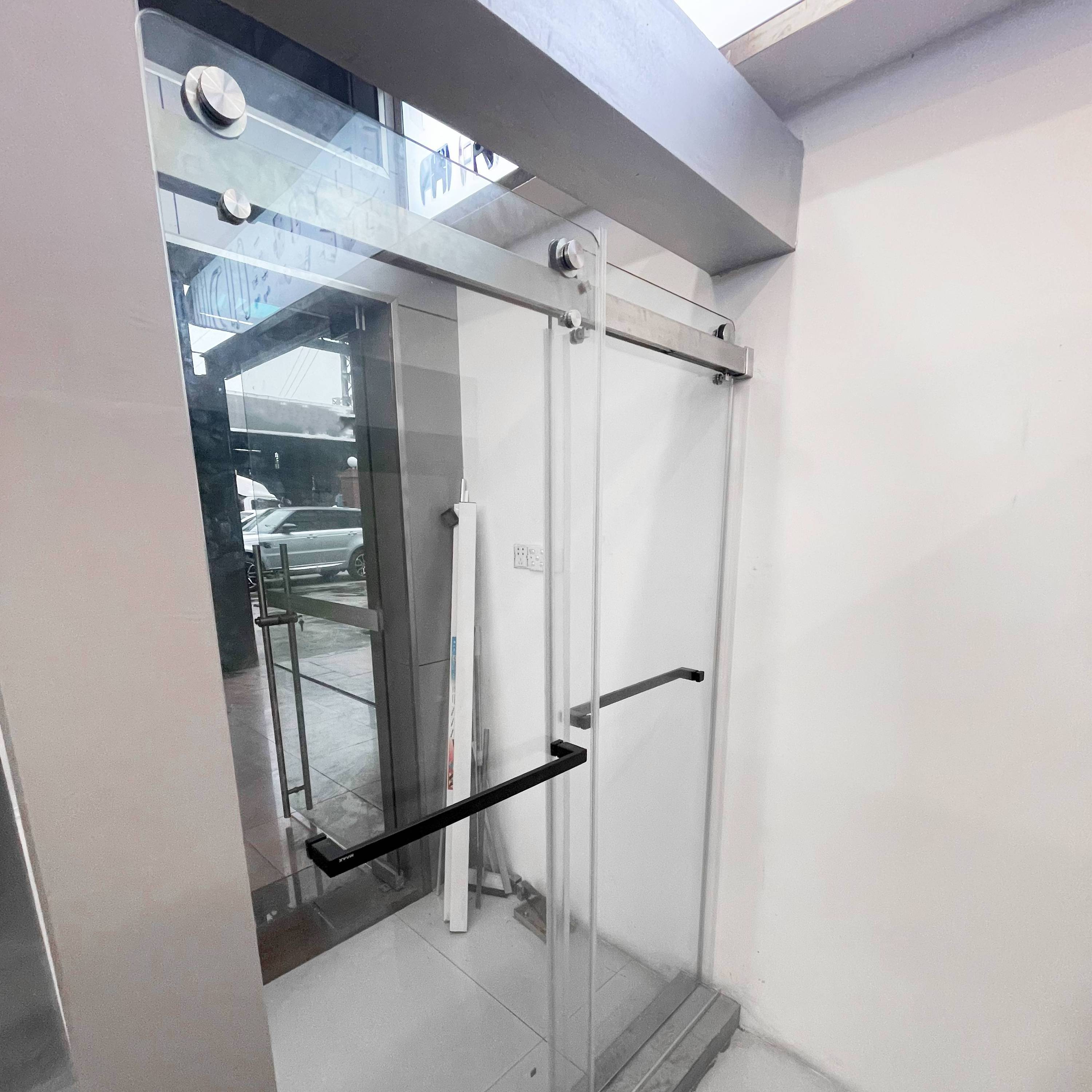 Double Soft Closing Shower Sliding Glass Door System Bathroom 10mm Clear Tempered Glass Frameless Sliding Shower Doors